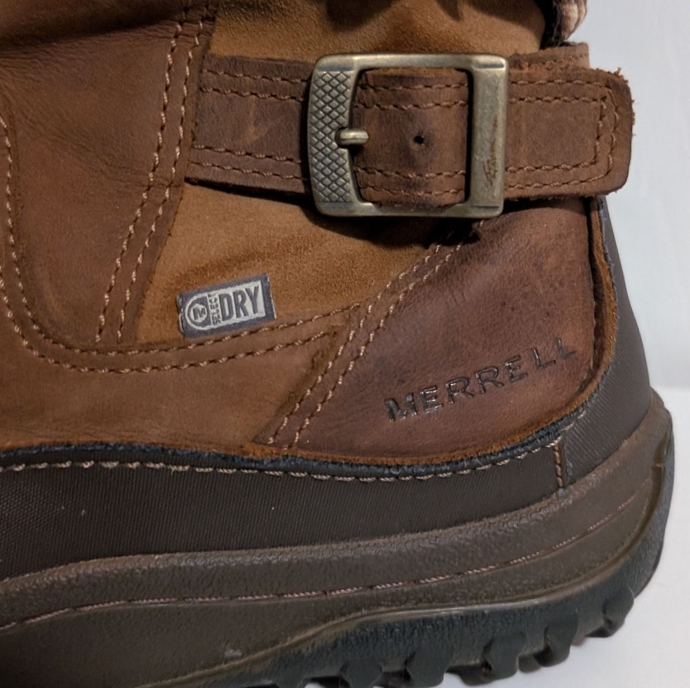 Merrell Women's Decora Chant Brown Sugar Leather Zip Waterproof Boots Size 8 - Picture 5 of 12